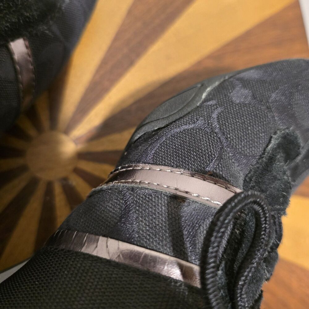 Coach Canvas Signature Logo Lace up Low Top Black Sneakers Shoes US 10B Womens - Picture 13 of 16